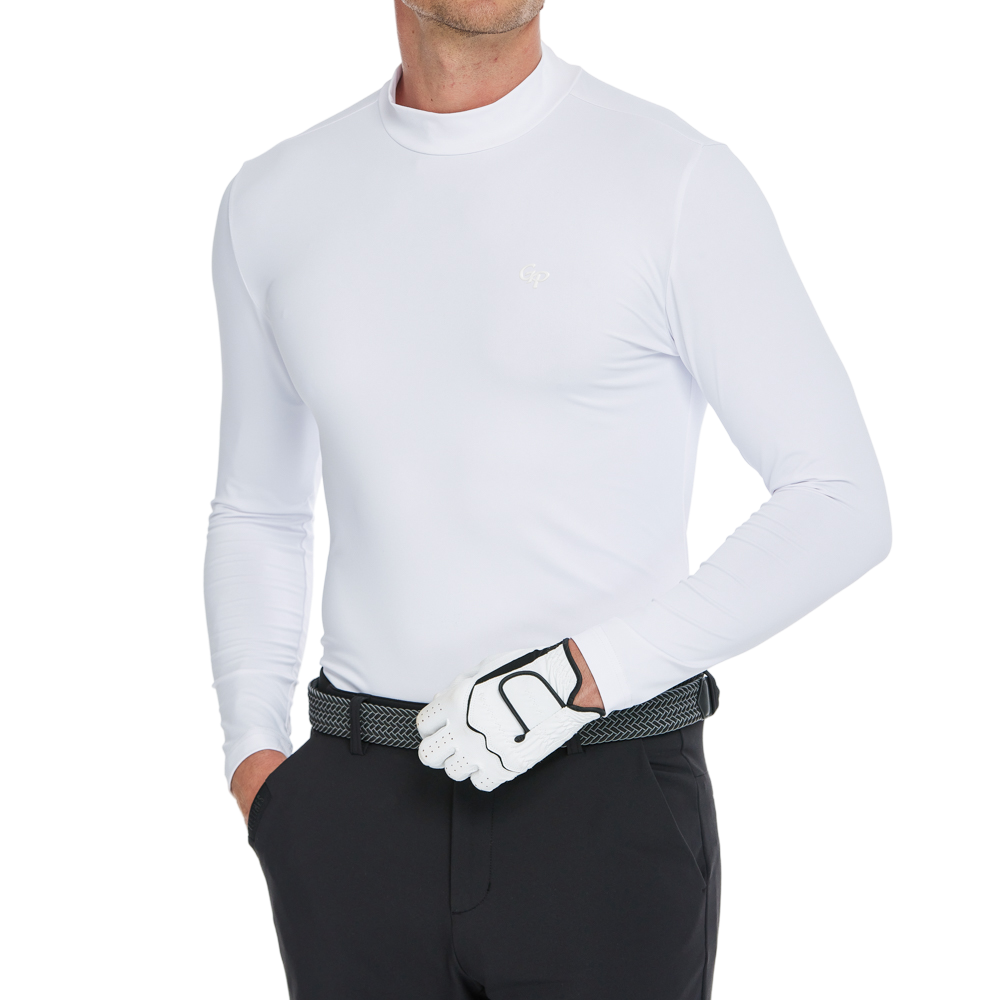 Men's long-sleeved undershirt with a turtleneck (white)