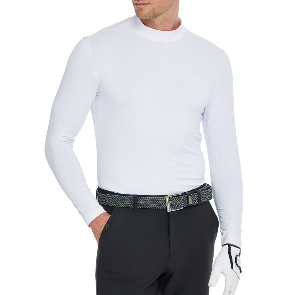 Men's long-sleeved undershirt with a turtleneck (white)