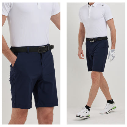 GoPlayer Men's Perforated Breathable Golf Shorts (Navy Blue)
