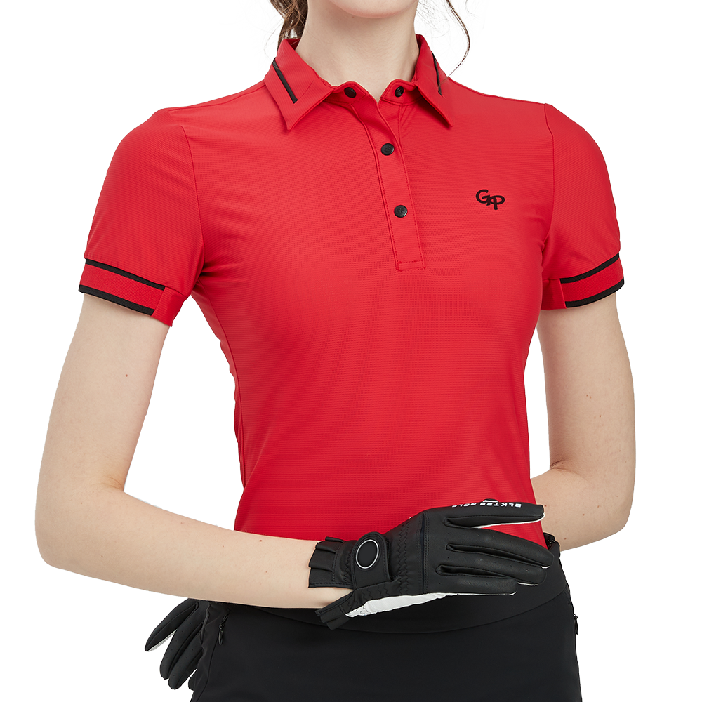 GoPlayer Women's Golf Ultra-Stretch Short-Sleeve Top (Red)