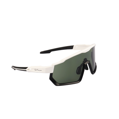 GoPlayer Big Frame Sunglasses (White Black Frame Green Film)