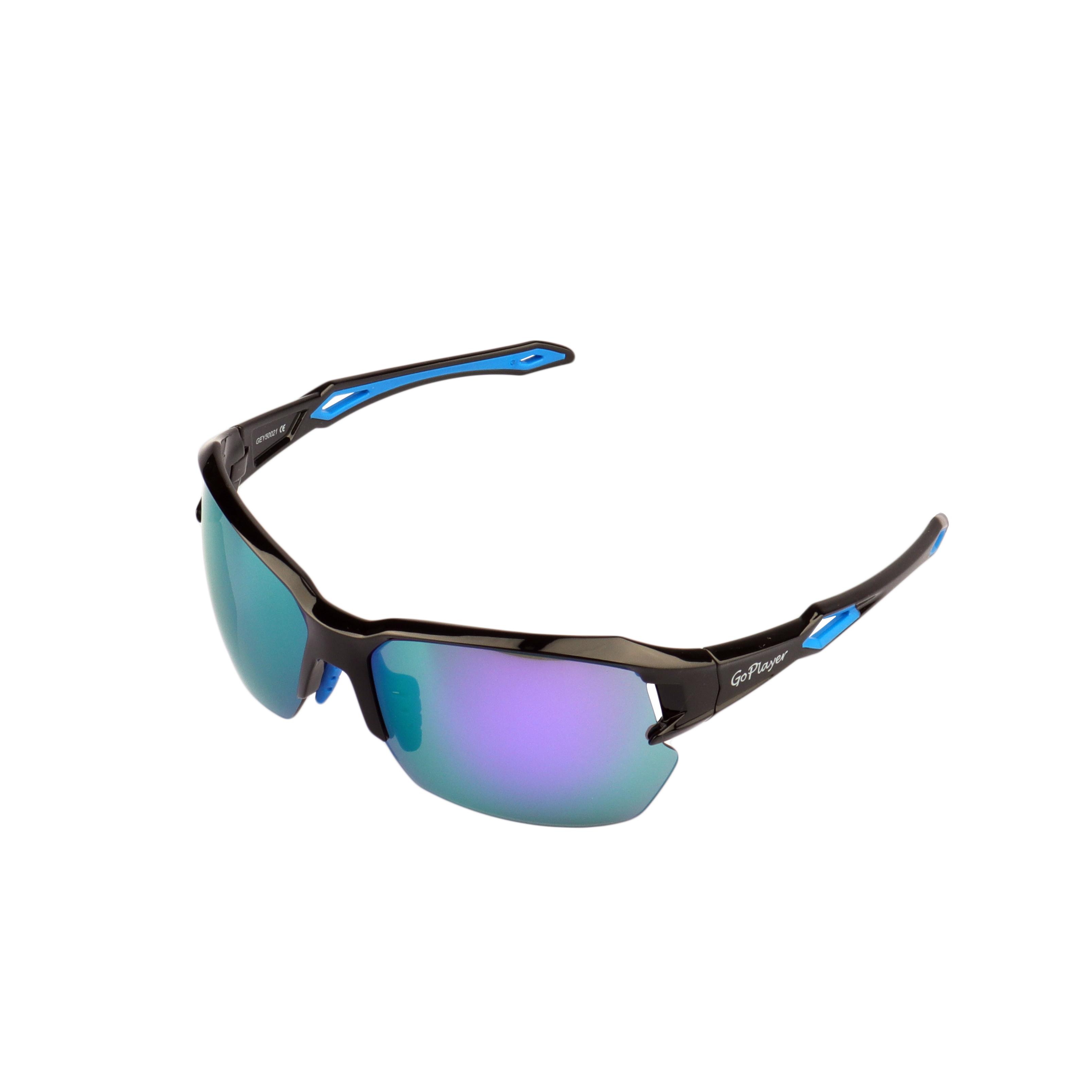 GoPlayer Half Frame Sunglasses (Black Frame Purple Plated)