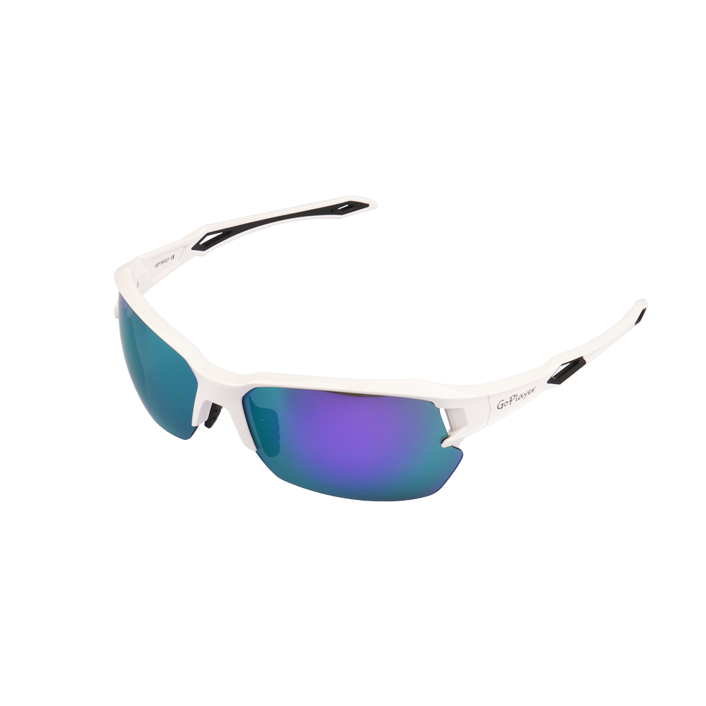 GoPlayer Half Frame Sunglasses (White Frame Purple Plated)