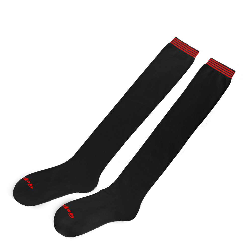 GoPlayer Women's Knee Stockings (Bamboo Charcoal Black Red)